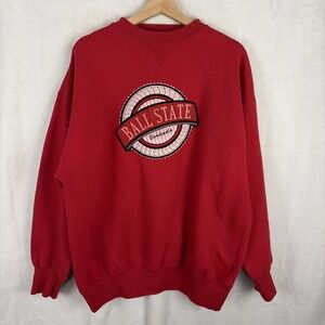 Vintage Ball State Cardinals Sweatshirt Mens XL NCAA 90s Midwest Embroidery